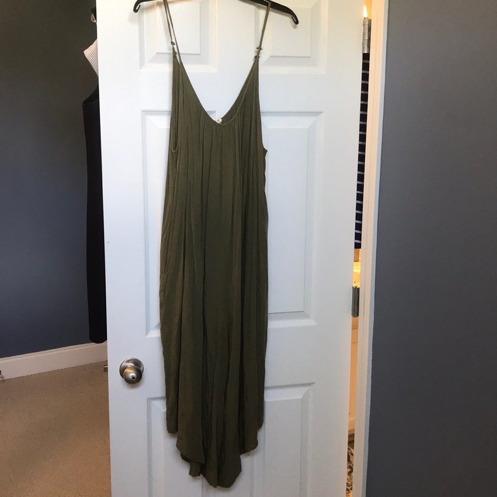 Green wide leg romper